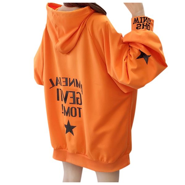 

loose korean style colored pullover lettle print hoodie women's new student sweatshirt fashion casual plus size harajuku hooded, Black