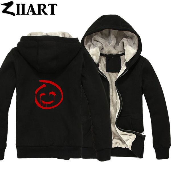 

red john the mentalist faces couple clothes boys man male full zip autumn winter plus velvet parkas ziiart, Black