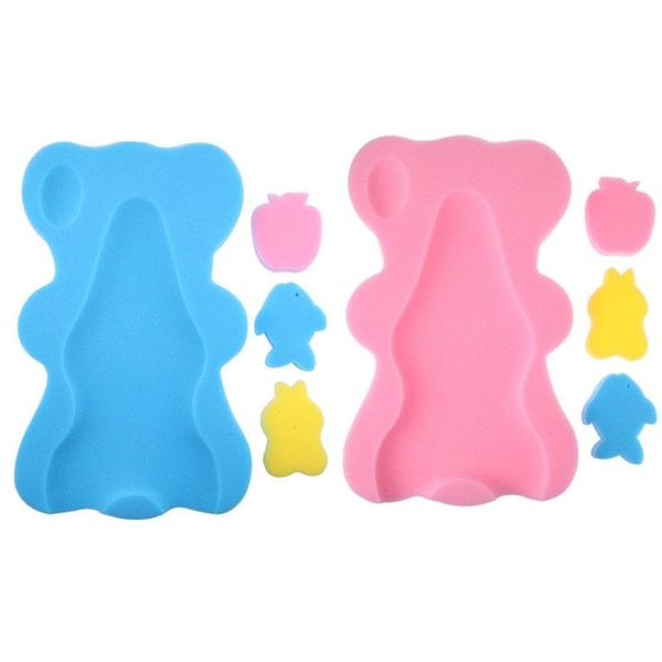 

2 colors availiable baby bath holder non-slip bed infant shower sponge cushion cartoon bath mat newborn baby shower nets bath pa