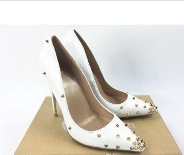 

spikes rivets studded mixed colors pointed toe women pumps wedding party ladies shoes woman womens italian shoes high heels #9029, Black