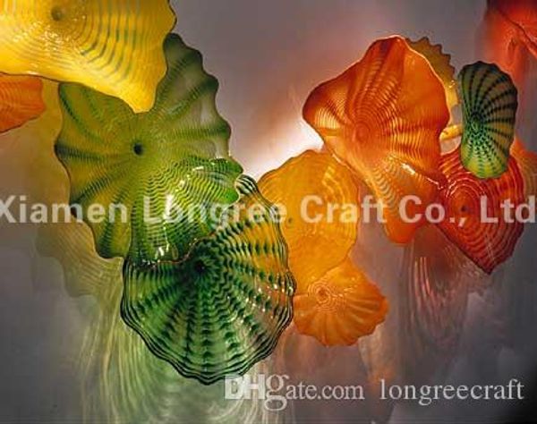 

home decor wall art hand blown glass art wall bowl /platter murano glass wall plate with sprial patterns 16" -lrw0064
