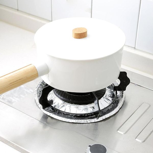 

10pcs gas stove aluminum foil paper high temperature gas stove gas stove tin foil oil cleaning pad kitchen supplies