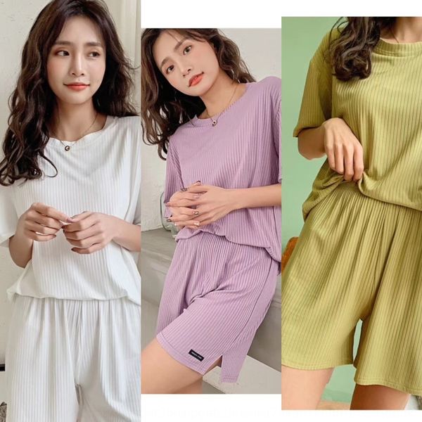 

2020 summer women's underwear set thin breathable short-sleeved underwear pajamas pajamas suit two-piece set, Blue;red