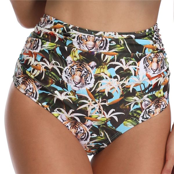

women high waist bikini swim pants shorts bottom summer print swimsuit swimwear bathing briefs underwear