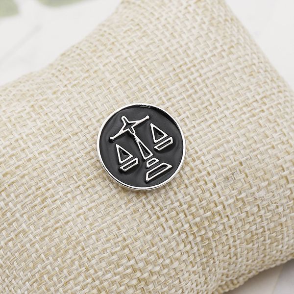 

balance constellation black white enamel personality creative brooch cartoon special tide new lapel denim badge pins, Gray
