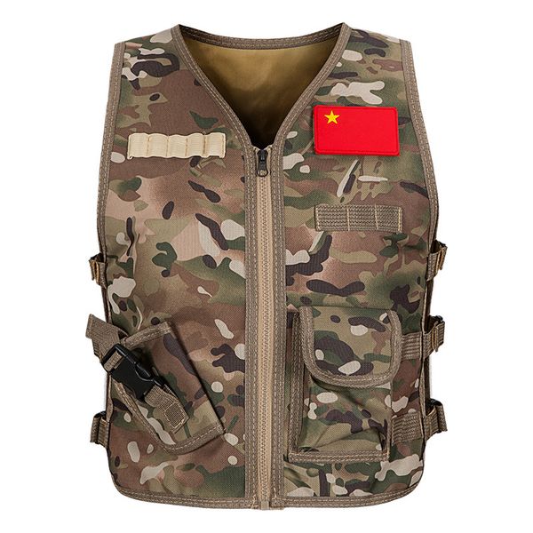 

kids swat tactical vest children's adjustable outdoor army vest jacket clothing combat, Camo;black