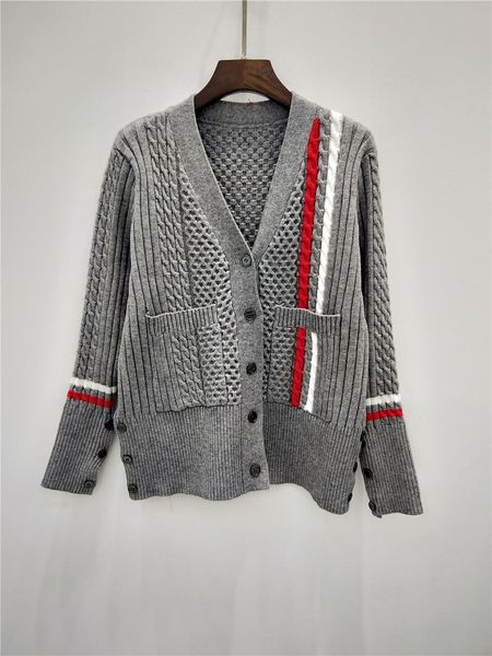 

14 2020 весна бренд же стиль свитер обычный кардиган v образным вырезом роскошный свитер полосатый панелями женская одежда цянь, White;black