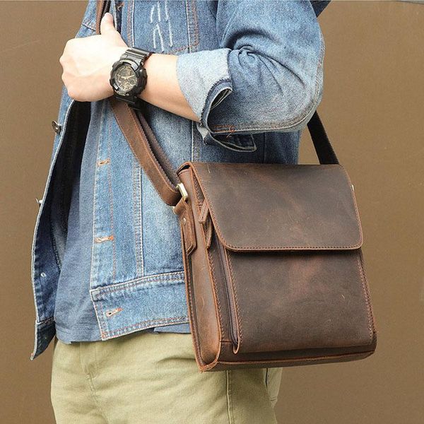 

crazy horse briefcase men mens vintage handbag solid mens messenger bag luxury causal travel bags male