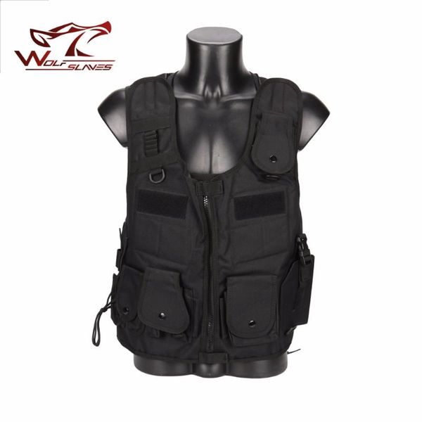 

017 tactical vest net yarn back with reflective strip breathable mesh multi pockets outdoor hunting clothing, Camo;black