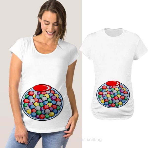 

multi-color rainbow candy printed maternity clothes t-shirt top, Blue
