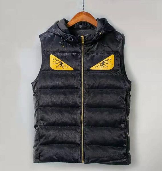 

men designer vest hooded eye brand pattern 2019 brands parkas coat fashion styles zippers luxury vests warm jacket winter clothes #yt, Black;white