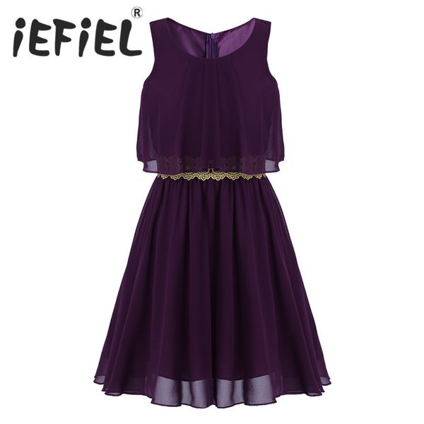 

iefiel summer flower girl dress children wedding party princess dress girls clothes formal occasion chiffon knee-length dress t200104, Red;yellow