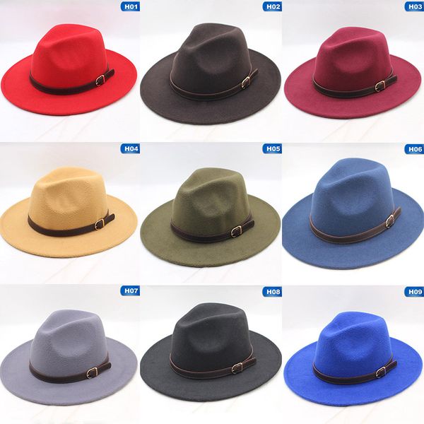 

2019 retro fashion british leather buckle woolen basin hat flat hat jazz spring and autumn winter female outdoor casual, Blue;gray
