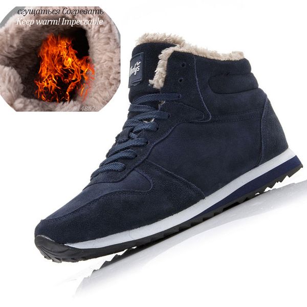 

2019 men boots winter boots botas hombre winter shoes fur lace up warm snow boots for men shoes fashion 699, Black