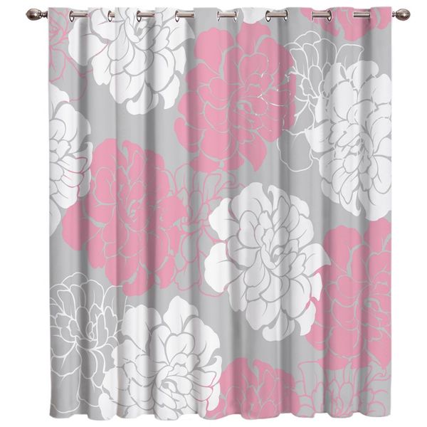

peony flower plant living room curtains bathroom kitchen drapes fabric print decor kids curtain panels with grommets window