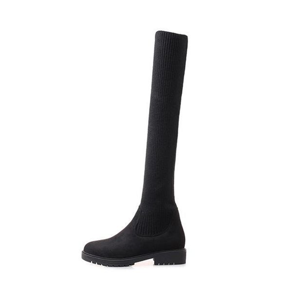 

women's high boots 2019 autumn winter knitting wool over the knee boot woman winter shoes black long boots ladies warm shoes