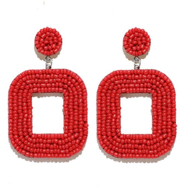 

diezi brincos red handmade beaded earrings jewelry for women bead fringed drop dangle earrings wedding party statement bijoux, Silver