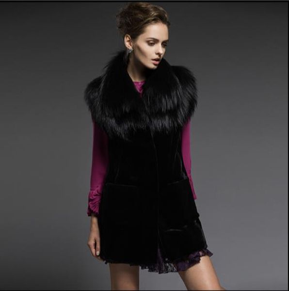 

vetement 2020 winter women's faux fur coat artificial fur vest furry vests femme jackets plus size furry fake gilet z341, Black