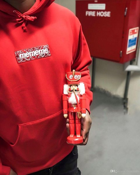 

19fw бандана box logo толстовка с капюшоном мужчины женщины вышивки logo толстовки моды hip hop highstreet outwear 8 цветов s-xl 6864, Black