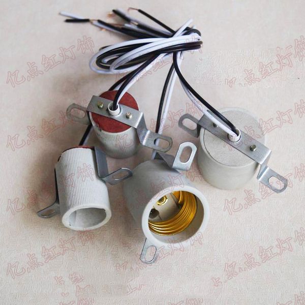 

E14 E27 Ceramic Lamp Holders with Bracket Wire E14 E27 Screw Socket Adapter for Crystal Light Chandelier Wall Lamp Candle Light DIY Lamps