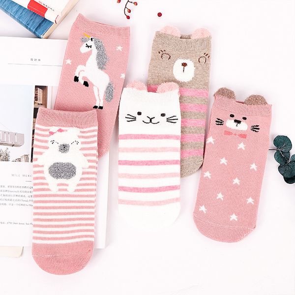 

5 пар женская короткие носки симпатичные прекрасные kawaii cartoon сладкие хлопок женщины носки повседневная женщины голеностопного смешные, Black;white