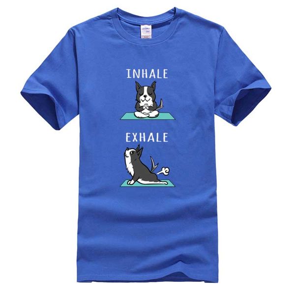 

border collie yoga inhale exhale t shirt print novelty men's t-shirt clothing tshirt men women slim fit, White;black