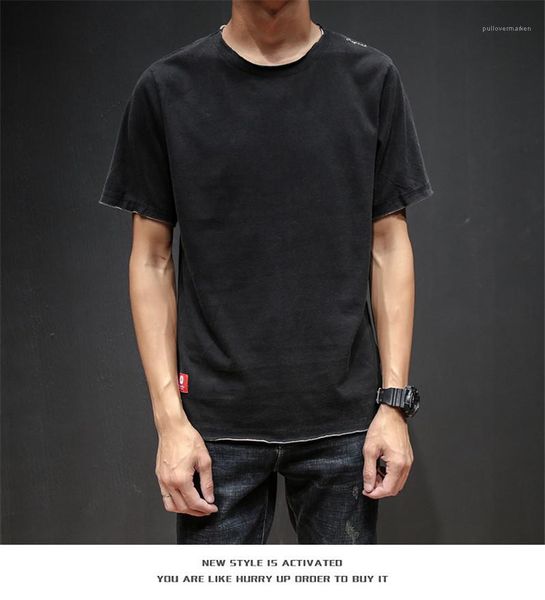 

casual comfortable mens tees fashion loose shirts plus size solid color piping spring summer mens designer tshirts round neck short sleeve, White;black
