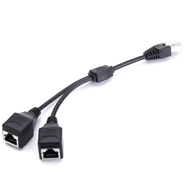 

rj45 lan ethernet connect cable y adapter cat5 network splitter portable 1 male to 2 female stable transmission easy to use