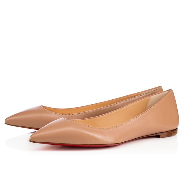 

2020 luxury paris red sole shoes womenwear flats shoes red bottom eloise flats ballalla black nude genuine leather wholesale lady flat