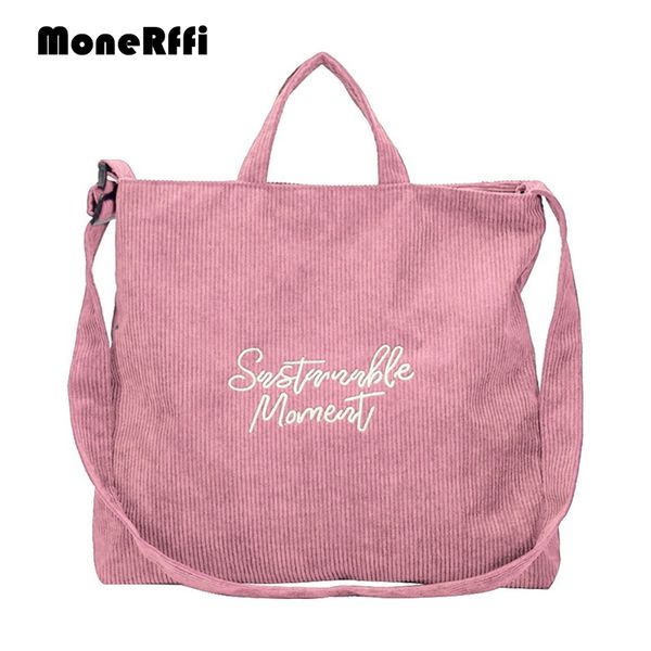 

monerffi women tote handbags lady casual corduroy canvas messenger bag crossbody shoulder bag purse shopping folding bags female