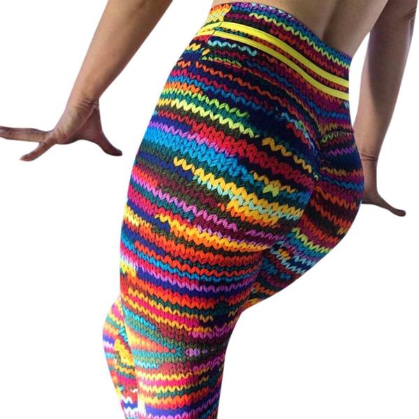 

high waisted leggings women streetwear fitness workout pencil pants rainbow print push up jeggings knitted leggins trousers, Black