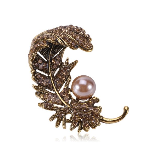 

zhang western style leaves man-made stone pearl brooch grade clothing ceremony banquet anniversary, Gray