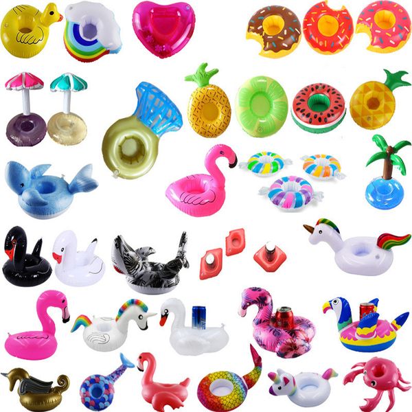 

inflatable flamingo unicorn drinks cup holder pool floats bar coasters floatation devices children bath toy tc190614