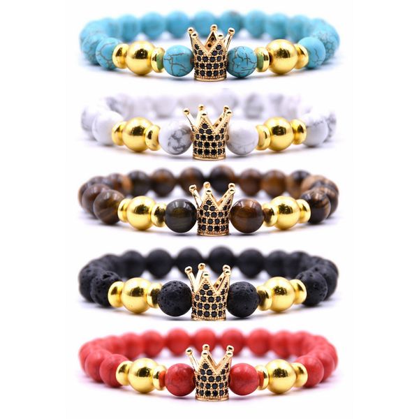 

new fashion couple designer bracelets men and women 2020 new bead bracelets micro-inlaid zircon crown ing, Black