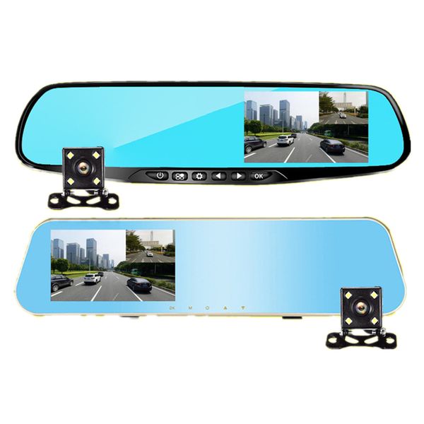 

chunmu full hd 1080p car dvr camera auto 4.3 inch rearview mirror digital video recorder dual lens registratory camcorder