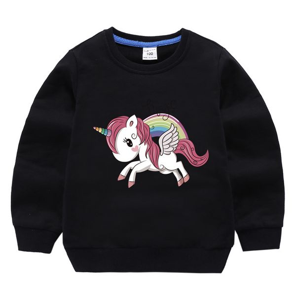 

new unicorn hoodies kids sweatshirts fashion cotton kids sweatshirts clothes baby toddler girls coat clothes boys pullovers, Black