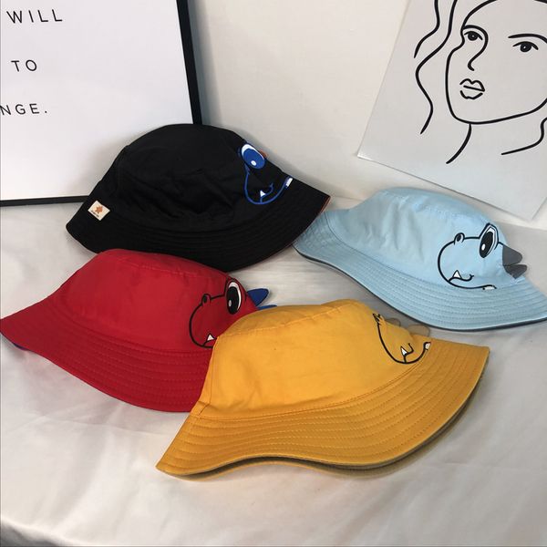 

dinosaur baby hat cotton two sided cartoon bucket hat baby summer autumn bucket cap kids hats toddler baby accessories, Blue;gray