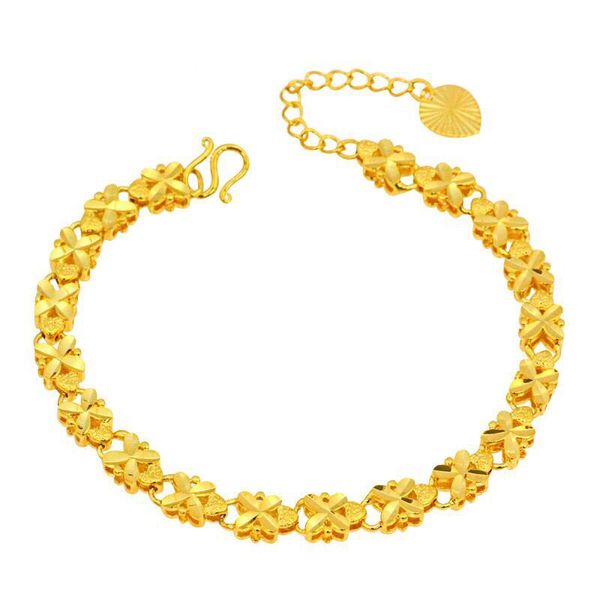 

mxgxfam ( 215*6mm ) 24 k pure gold color embroidery flower bracelets jewelry for women nickel lead free, Black