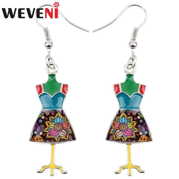 

weveni fashion big long enamel alloy clothes stand hanger dangle drop earrings news tools fashion jewelry for girls women, Silver