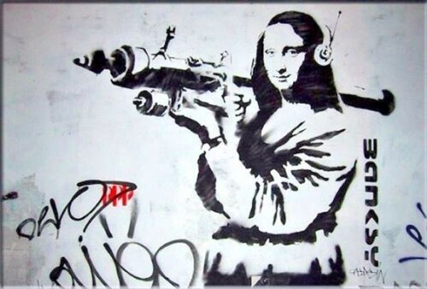 

banksy oil painting on canvas abstract graffiti art mona lisa bazooka wall art home decor handpainted &hd print 191023