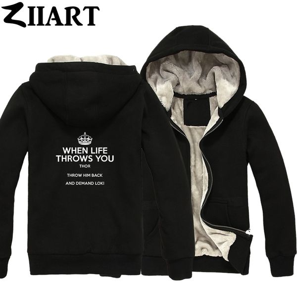 

imperial crown when life throws you thor throw him back and demand loki girls woman full zip winter plus velvet parkas ziiart, Black