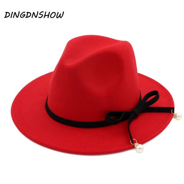 

dingdnshow] elegant fedora hat bowknot wool wide brim felt hats ladies warm 2018 winter cap for women, Blue;gray