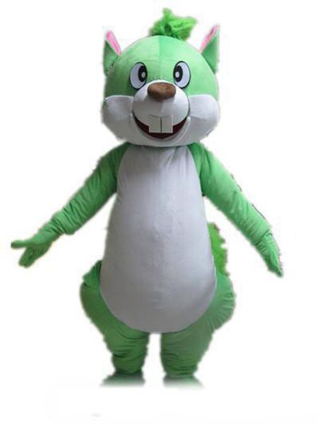 2019 chaud nouveau costume de mascotte d'écureuil vert pour adulte à porter