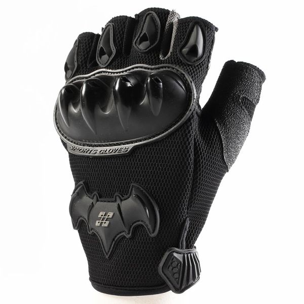 

wholesale dropshipping summer men motocycle motorbike gloves fingerless protective gear mesh half finger riding gloves, Black