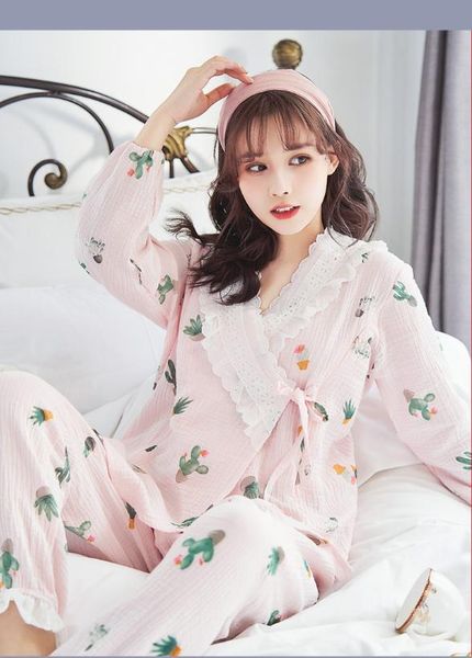 

1389# set cartoon print cotton maternity nursing nightwear breastfeeding pajamas for pregnant women pregnancy sleepwear#dgxk, White