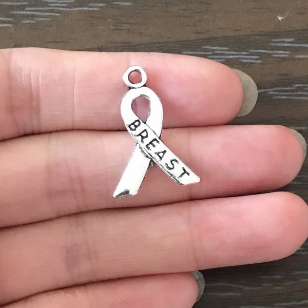 

diy dangle charm bohemian breast cancer ribbon charm antique silver tone awareness pendant charm for bracelet necklace earring jewelry, Bronze;silver