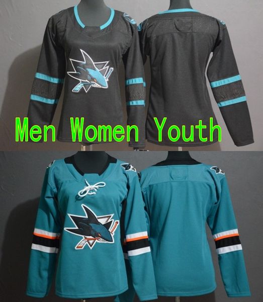 

Men Women Youth Kids San Jose Sharks Blank No Name No Number Black Teal GreenJerseys All Stiched Hockey Jersey Boy Girls 2019