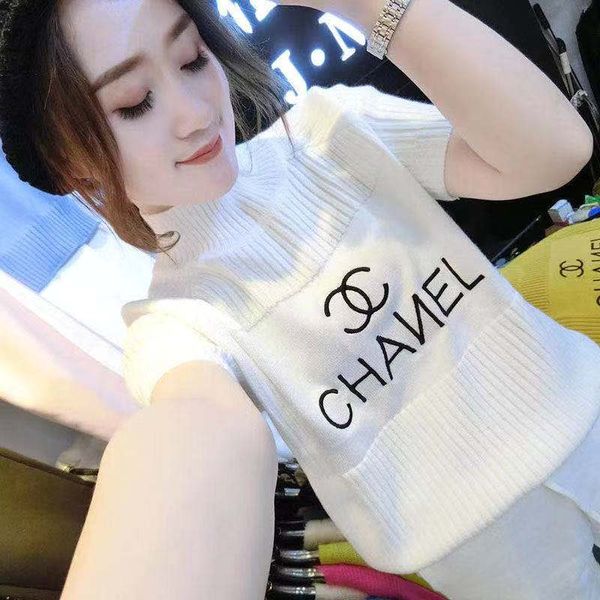 

Дизайн нового типа алфавит вяжет с короткими рукавами свитера, круглые пуловеры шеи женщин, чтобы показать тонкий нижний свитер, свитер половины рукавов Бего