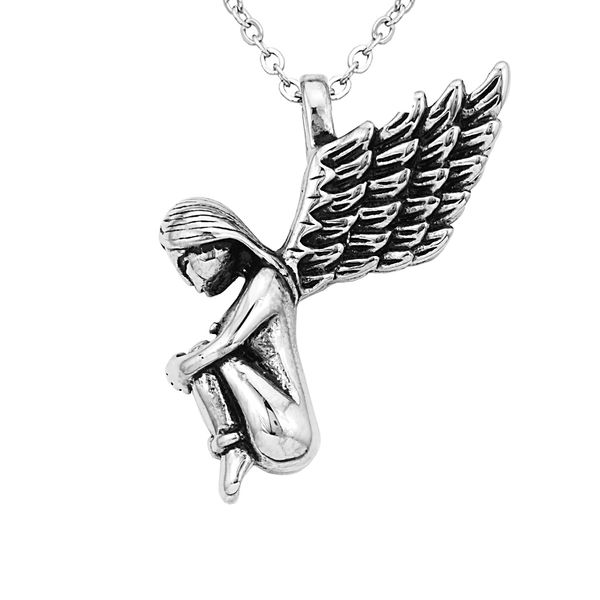 

stainless steel angel pendant chain necklace angel wings pendant necklace, Silver