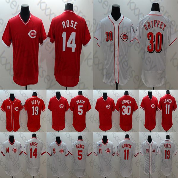 

cincinnati men's reds pete rose 30 ken griffey jr. 19 joey votto 5 johnny bench 66 yasiel puig 11 barry larkin baseball jersey, Blue;black